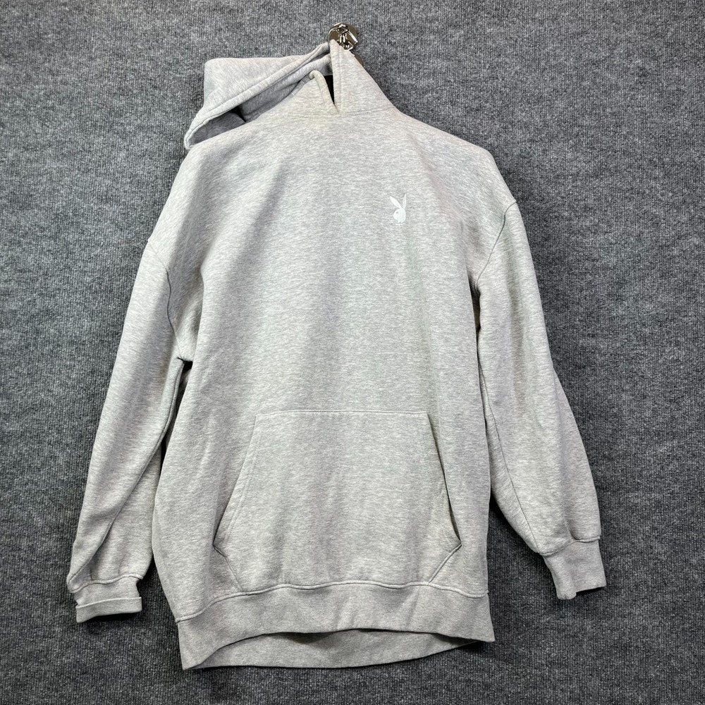 Playboy x Missguided Oversized Hoodie Womens Gray Long Sleeve Pullover - XL